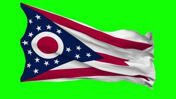 State of Ohio Flag Waving Seamless Loop in Wind, Chroma Key Green Screen, Luma Matte Selection video
