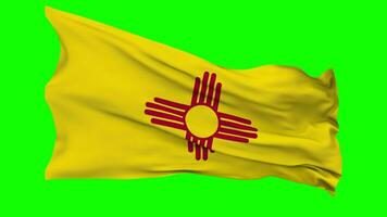 Estado do Novo México bandeira acenando desatado ciclo dentro vento, croma chave verde tela, luma fosco seleção video