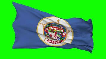 State of Minnesota Flag Waving Seamless Loop in Wind, Chroma Key Green Screen, Luma Matte Selection video