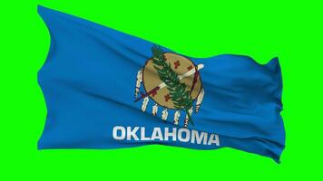 State of Oklahoma Flag Waving Seamless Loop in Wind, Chroma Key Green Screen, Luma Matte Selection video