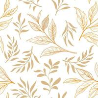 Floral seamless pattern. Branch with leaves gentle autumnal texture. Flourish nature summer garden textured leaves background vector