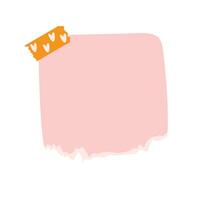pink note paper post with heart type. Love romantic sticker on wall. Valentine greeting card, design Notepad Vector illustration