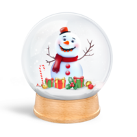 3d renderen van Kerstmis sneeuwman wereldbol png