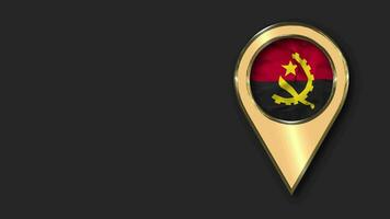 Angola Gold Location Icon Flag Seamless Looped Waving, Space on Left Side for Design or Information, 3D Rendering video