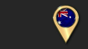 Australia Gold Location Icon Flag Seamless Looped Waving, Space on Left Side for Design or Information, 3D Rendering video