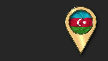 Azerbaijan Gold Location Icon Flag Seamless Looped Waving, Space on Left Side for Design or Information, 3D Rendering video