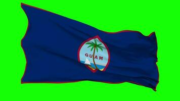 Guam Flag Waving Seamless Loop in Wind, Chroma Key Green Screen, Luma Matte Selection video