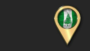 Territory of Norfolk Island Gold Location Icon Flag Seamless Looped Waving, Space on Left Side for Design or Information, 3D Rendering video