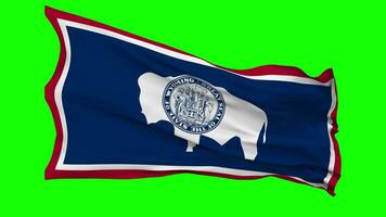 staat van Wyoming vlag golvend naadloos lus in wind, chroma sleutel groen scherm, luma matte selectie video