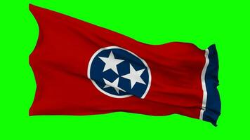 State of Tennessee Flag Waving Seamless Loop in Wind, Chroma Key Green Screen, Luma Matte Selection video