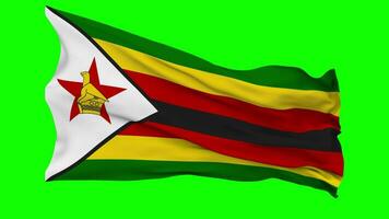 Zimbabwe Flag Waving Seamless Loop in Wind, Chroma Key Green Screen, Luma Matte Selection video