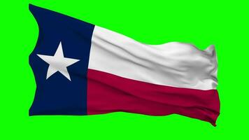 State of Texas Flag Waving Seamless Loop in Wind, Chroma Key Green Screen, Luma Matte Selection video