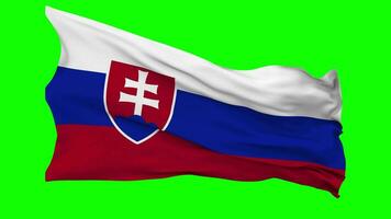 Slovakia Flag Waving Seamless Loop in Wind, Chroma Key Green Screen, Luma Matte Selection video