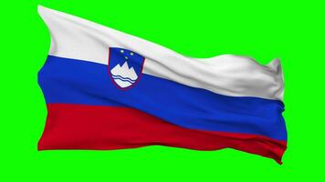 Slovenië vlag golvend naadloos lus in wind, chroma sleutel groen scherm, luma matte selectie video