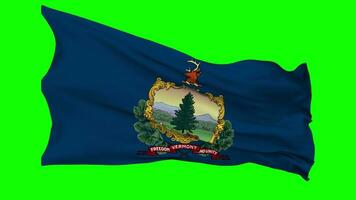 Zustand von Vermont Flagge winken nahtlos Schleife im Wind, Chroma Schlüssel Grün Bildschirm, Luma matt Auswahl video