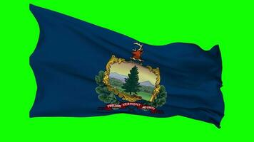 State of Vermont Flag Waving Seamless Loop in Wind, Chroma Key Green Screen, Luma Matte Selection video