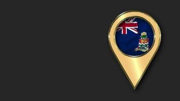 Cayman Islands Gold Location Icon Flag Seamless Looped Waving, Space on Left Side for Design or Information, 3D Rendering video