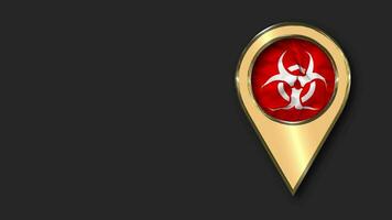 Biohazard Gold Location Icon Flag Seamless Looped Waving, Space on Left Side for Design or Information, 3D Rendering video