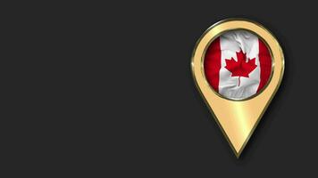 Canada Gold Location Icon Flag Seamless Looped Waving, Space on Left Side for Design or Information, 3D Rendering video