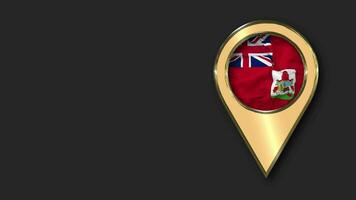 Bermuda Gold Location Icon Flag Seamless Looped Waving, Space on Left Side for Design or Information, 3D Rendering video