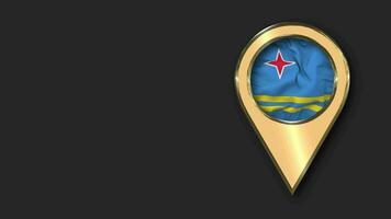 Aruba Gold Location Icon Flag Seamless Looped Waving, Space on Left Side for Design or Information, 3D Rendering video