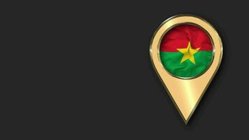 burkina faso oro Posizione icona bandiera senza soluzione di continuità loop agitando, spazio su sinistra lato per design o informazione, 3d interpretazione video