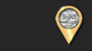 Afghanistan Gold Location Icon Flag Seamless Looped Waving, Space on Left Side for Design or Information, 3D Rendering video