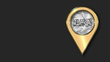 Afghanistan Gold Location Icon Flag Seamless Looped Waving, Space on Left Side for Design or Information, 3D Rendering video