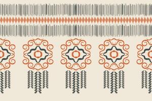 Ethnic Ikat fabric pattern geometric style.African Ikat embroidery Ethnic oriental pattern brown cream background. Abstract,vector,illustration.Texture,clothing,frame,decoration,carpet,motif. vector