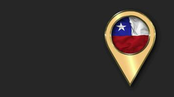 Chile Gold Location Icon Flag Seamless Looped Waving, Space on Left Side for Design or Information, 3D Rendering video