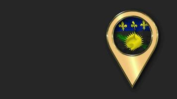 Guadeloupe Gold Location Icon Flag Seamless Looped Waving, Space on Left Side for Design or Information, 3D Rendering video