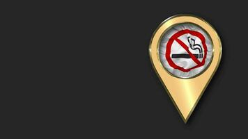 Nein Rauchen Gold Ort Symbol Flagge nahtlos geloopt winken, Raum auf links Seite zum Design oder Information, 3d Rendern video