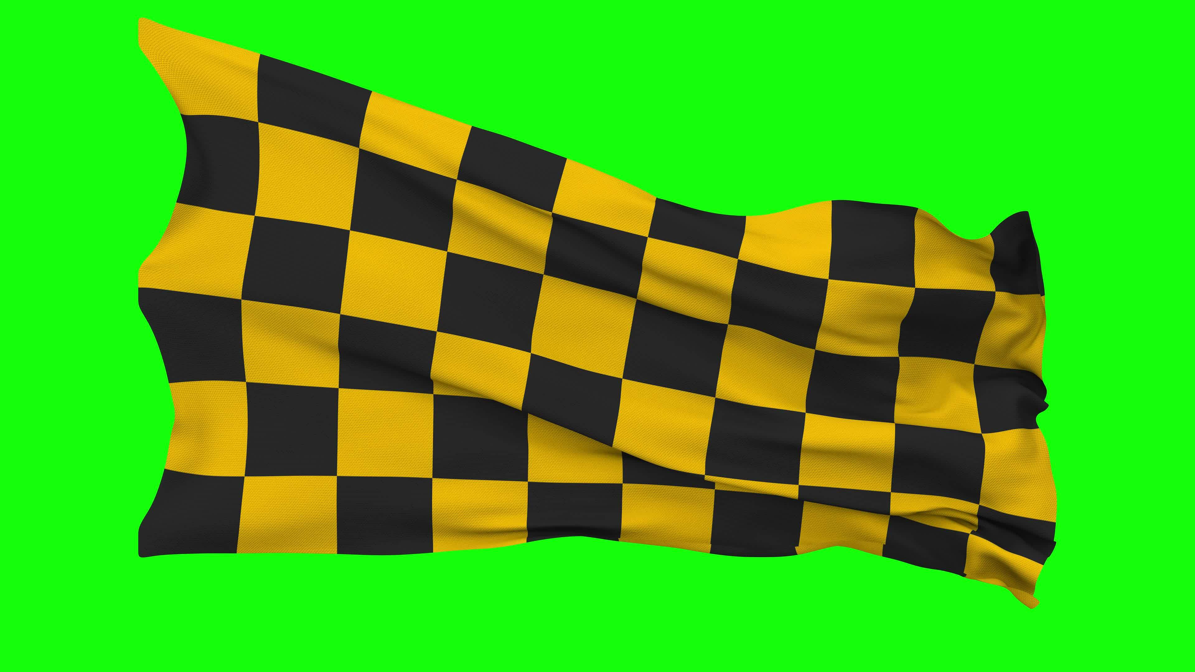 Racing Black and Yellow Checkered Flag Waving Seamless Loop in Wind