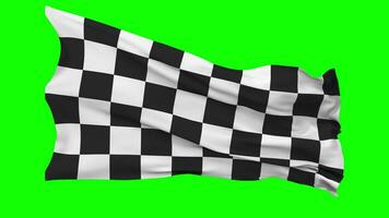 Racing Black and White Checkered Flag Waving Seamless Loop in Wind, Chroma Key, Luma Matte Selection video