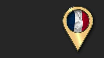 France Gold Location Icon Flag Seamless Looped Waving, Space on Left Side for Design or Information, 3D Rendering video