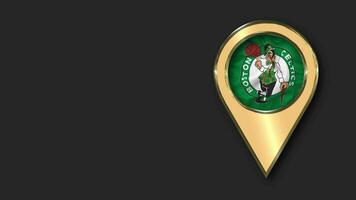 Boston Celtics Gold Location Icon Flag Seamless Looped Waving, Space on Left Side for Design or Information, 3D Rendering video