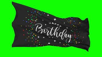 Happy Birthday Flag Waving Seamless Loop in Wind, Chroma Key, Luma Matte Selection video