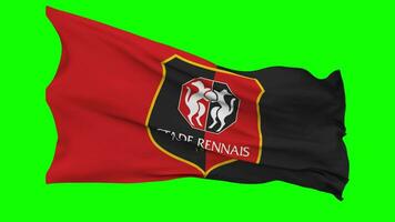 stade rennais Amerikaans voetbal club vlag golvend naadloos lus in wind, chroma sleutel, luma matte selectie video