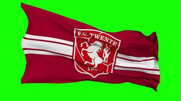 Football Club Twente Flag Waving Seamless Loop in Wind, Chroma Key, Luma Matte Selection video