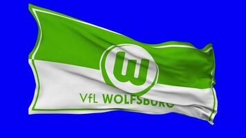 Verein fur Leibesubungen Wolfsburg e V, VfL Wolfsburg Flag Waving Seamless Loop in Wind, Chroma Key, Luma Matte Selection video