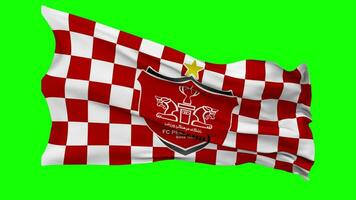 Persépolis fútbol americano club bandera ondulación sin costura lazo en viento, croma llave, luma mate selección video