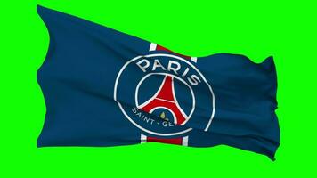 Paris Saint Germain Football Club Flag Waving Seamless Loop in Wind, Chroma Key, Luma Matte Selection video