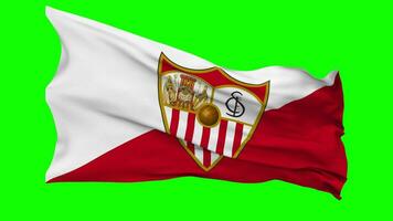 Sevilla Futbol Club, Sevilla FC Flag Waving Seamless Loop in Wind, Chroma Key, Luma Matte Selection video