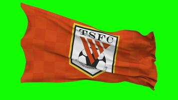 Shandong Taishan Football Club Flag Waving Seamless Loop in Wind, Chroma Key, Luma Matte Selection video