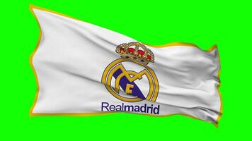 Real Madrid Club de Futbol, Real Madrid CF Flag Waving Seamless Loop in Wind, Chroma Key, Luma Matte Selection video