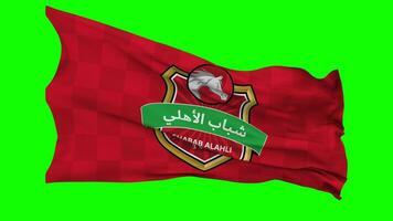 Shabab Al Ahli Football Club Flag Waving Seamless Loop in Wind, Chroma Key, Luma Matte Selection video