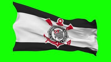 Sport Club Corinthians Paulista Flag Waving Seamless Loop in Wind, Chroma Key, Luma Matte Selection video