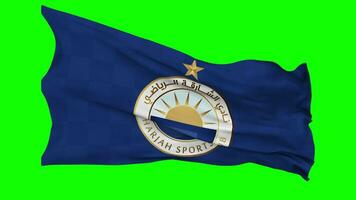 Sharjah Football Club Flag Waving Seamless Loop in Wind, Chroma Key, Luma Matte Selection video