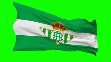 real betis Balompie, real betis bandeira acenando desatado ciclo dentro vento, croma chave, luma fosco seleção video