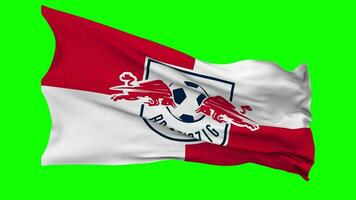 RasenBallsport Leipzig e V, RB Leipzig Flag Waving Seamless Loop in Wind, Chroma Key, Luma Matte Selection video